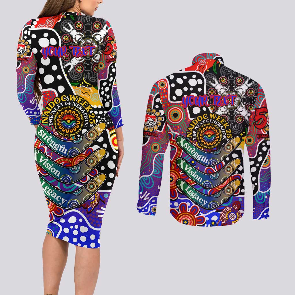 Personalised Knights NRL Celebrating 50 Years of Naidoc Couples Matching Long Sleeve Bodycon Dress and Long Sleeve Button Shirt NAIDOC Week 2025 Aboriginal