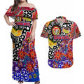 Personalised Knights NRL Celebrating 50 Years of Naidoc Couples Matching Off Shoulder Maxi Dress and Hawaiian Shirt NAIDOC Week 2025 Aboriginal