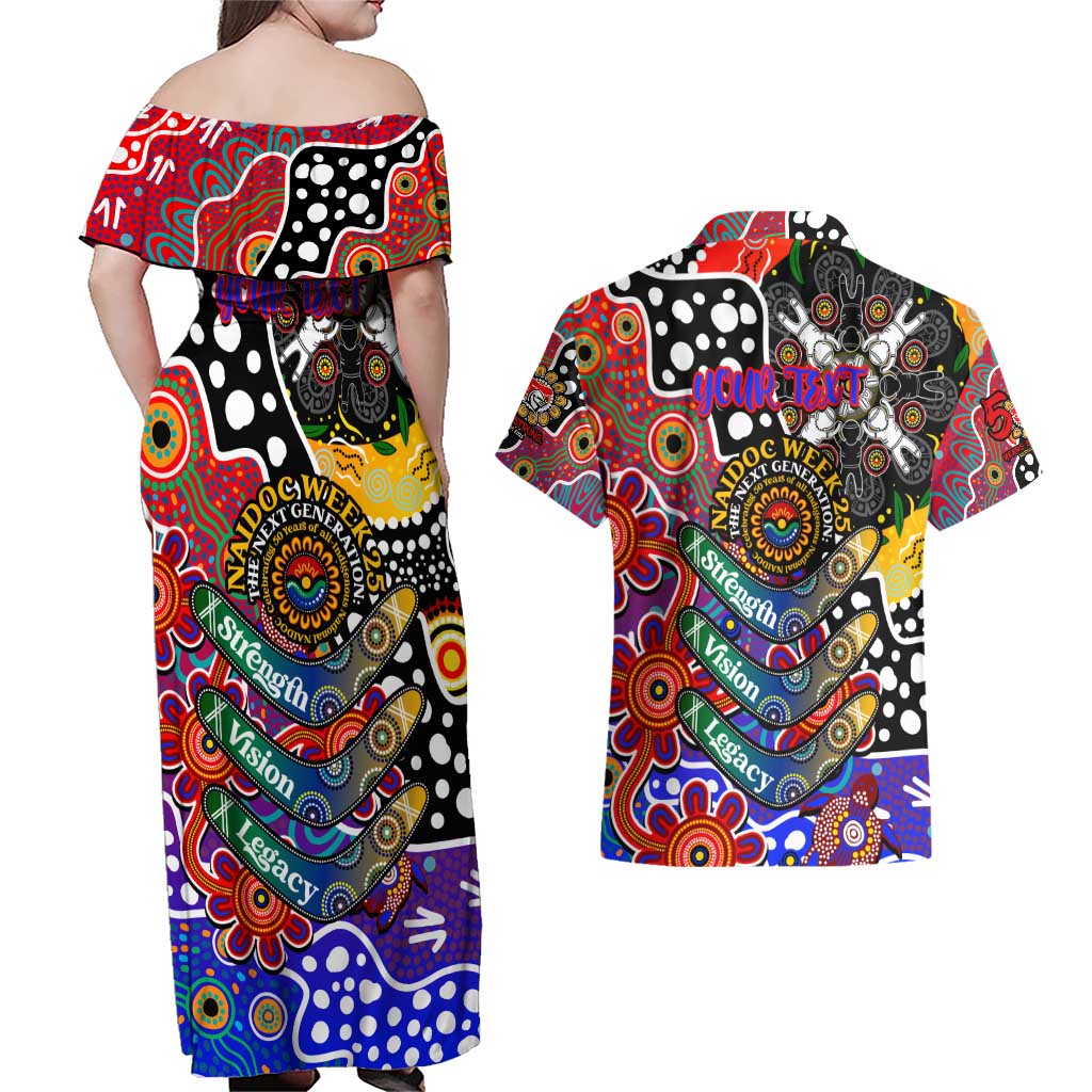 Personalised Knights NRL Celebrating 50 Years of Naidoc Couples Matching Off Shoulder Maxi Dress and Hawaiian Shirt NAIDOC Week 2025 Aboriginal