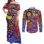 Personalised Knights NRL Celebrating 50 Years of Naidoc Couples Matching Off Shoulder Maxi Dress and Long Sleeve Button Shirt NAIDOC Week 2025 Aboriginal