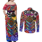 Personalised Knights NRL Celebrating 50 Years of Naidoc Couples Matching Off Shoulder Maxi Dress and Long Sleeve Button Shirt NAIDOC Week 2025 Aboriginal