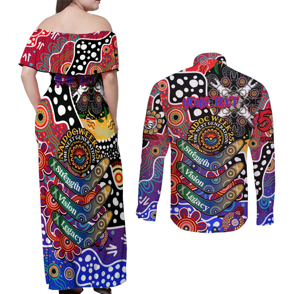Personalised Knights NRL Celebrating 50 Years of Naidoc Couples Matching Off Shoulder Maxi Dress and Long Sleeve Button Shirt NAIDOC Week 2025 Aboriginal