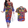 Personalised Knights NRL Celebrating 50 Years of Naidoc Couples Matching Off The Shoulder Long Sleeve Dress and Hawaiian Shirt NAIDOC Week 2025 Aboriginal