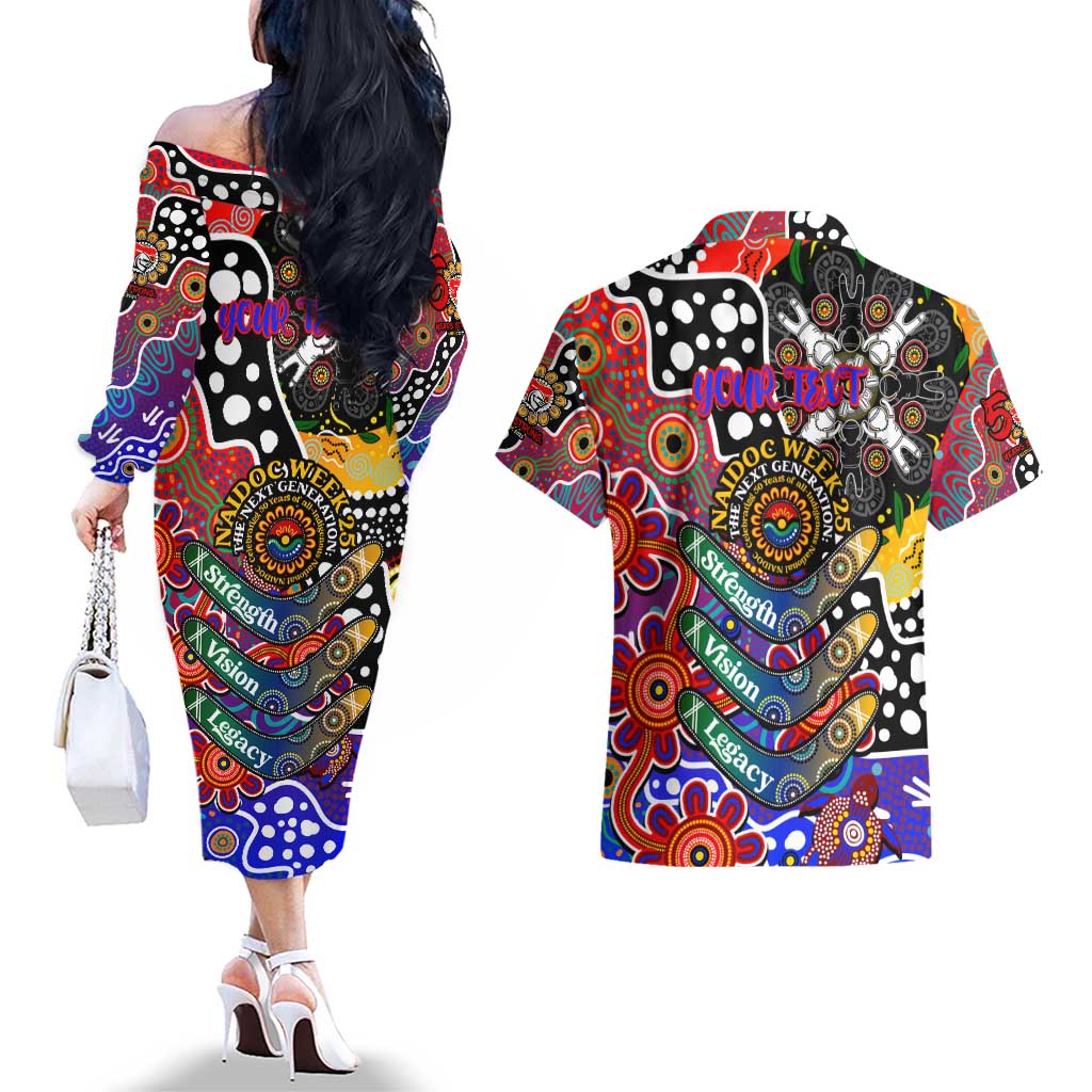 Personalised Knights NRL Celebrating 50 Years of Naidoc Couples Matching Off The Shoulder Long Sleeve Dress and Hawaiian Shirt NAIDOC Week 2025 Aboriginal