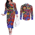 Personalised Knights NRL Celebrating 50 Years of Naidoc Couples Matching Off The Shoulder Long Sleeve Dress and Long Sleeve Button Shirt NAIDOC Week 2025 Aboriginal
