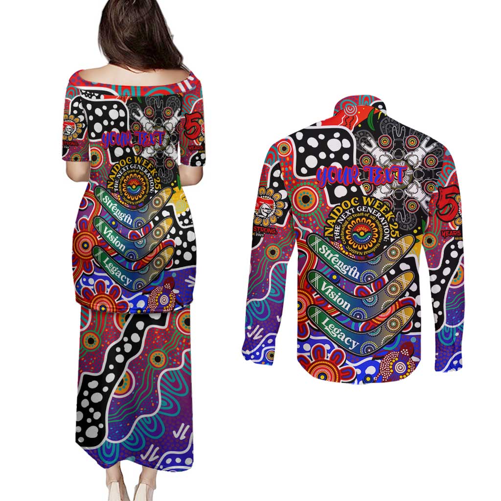 Personalised Knights NRL Celebrating 50 Years of Naidoc Couples Matching Puletasi and Long Sleeve Button Shirt NAIDOC Week 2025 Aboriginal