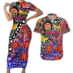 Personalised Knights NRL Celebrating 50 Years of Naidoc Couples Matching Short Sleeve Bodycon Dress and Hawaiian Shirt NAIDOC Week 2025 Aboriginal