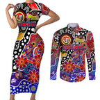 Personalised Knights NRL Celebrating 50 Years of Naidoc Couples Matching Short Sleeve Bodycon Dress and Long Sleeve Button Shirt NAIDOC Week 2025 Aboriginal