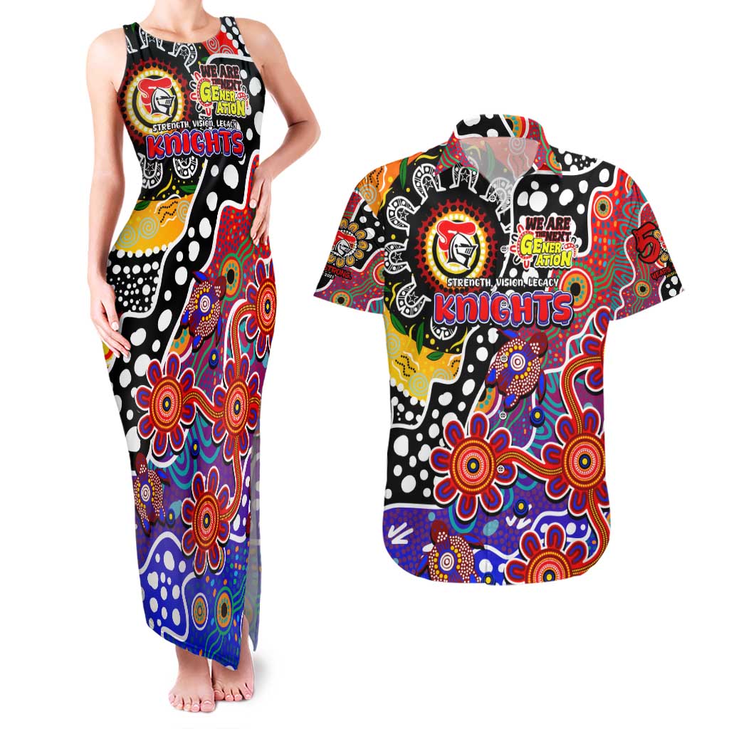 Personalised Knights NRL Celebrating 50 Years of Naidoc Couples Matching Tank Maxi Dress and Hawaiian Shirt NAIDOC Week 2025 Aboriginal