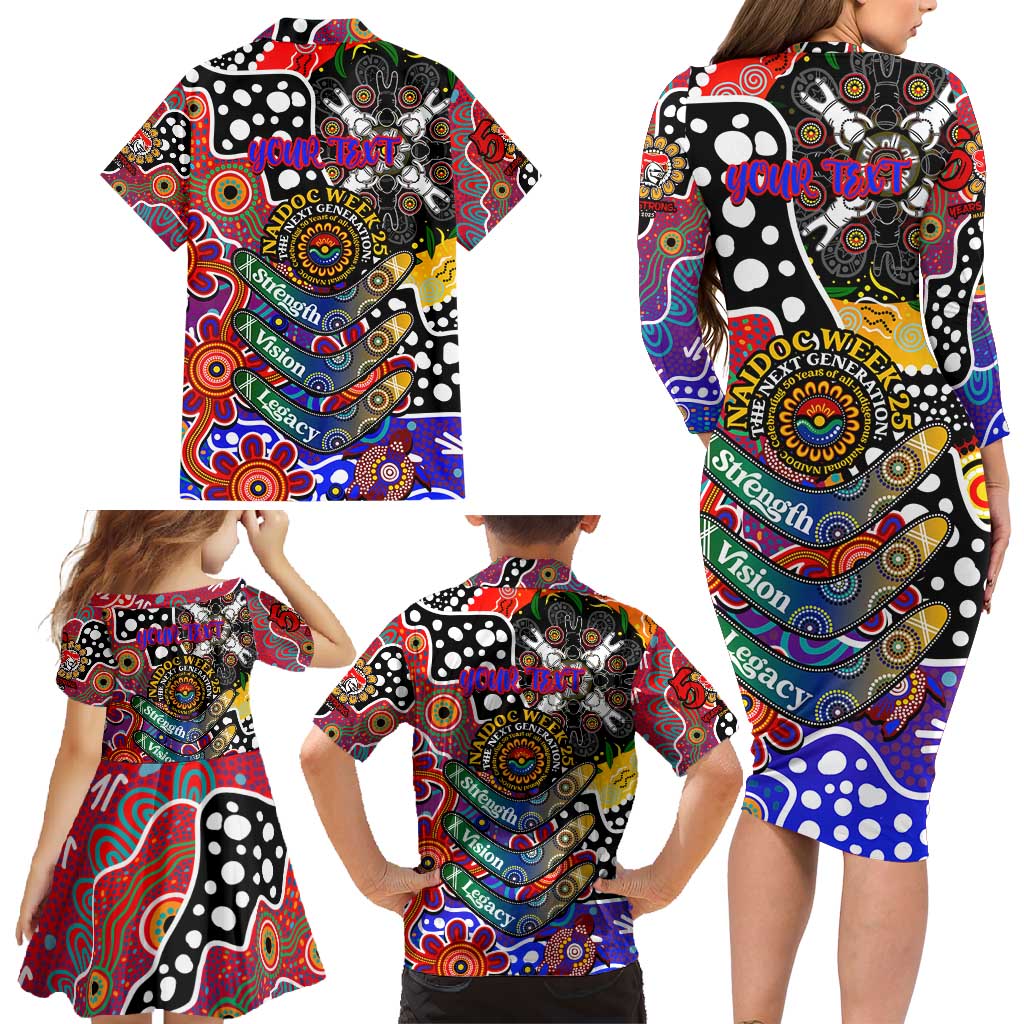 Personalised Knights NRL Celebrating 50 Years of Naidoc Family Matching Long Sleeve Bodycon Dress and Hawaiian Shirt NAIDOC Week 2025 Aboriginal