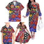 Personalised Knights NRL Celebrating 50 Years of Naidoc Family Matching Off The Shoulder Long Sleeve Dress and Hawaiian Shirt NAIDOC Week 2025 Aboriginal
