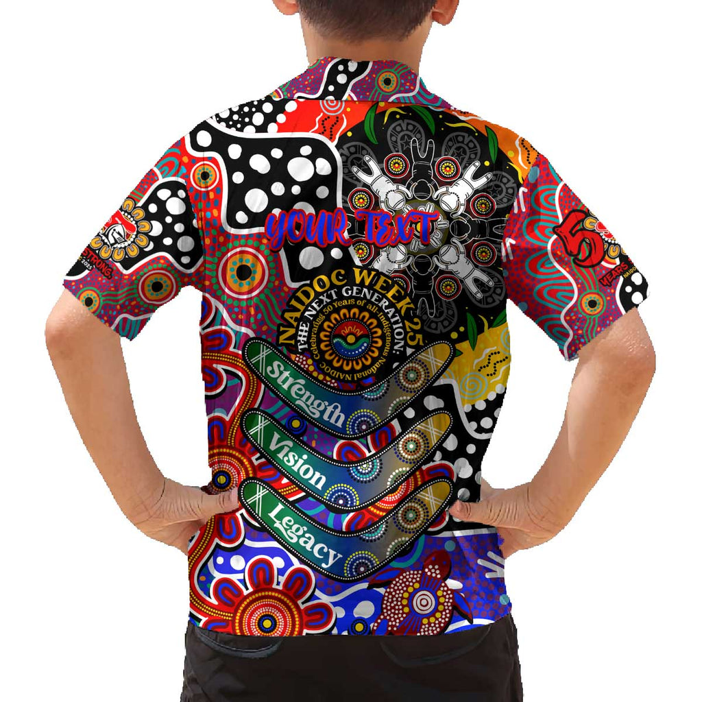 Personalised Knights NRL Celebrating 50 Years of Naidoc Family Matching Off The Shoulder Long Sleeve Dress and Hawaiian Shirt NAIDOC Week 2025 Aboriginal