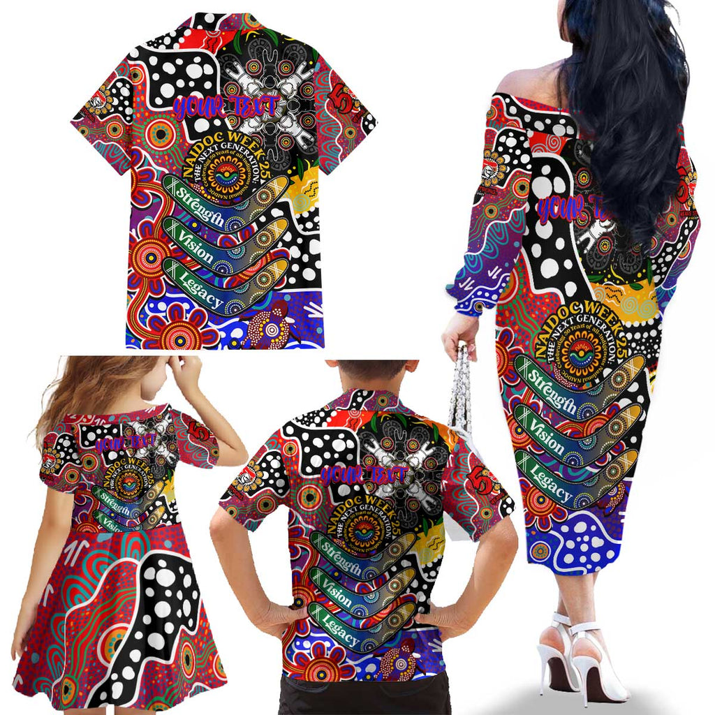 Personalised Knights NRL Celebrating 50 Years of Naidoc Family Matching Off The Shoulder Long Sleeve Dress and Hawaiian Shirt NAIDOC Week 2025 Aboriginal