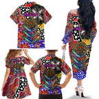 Personalised Knights NRL Celebrating 50 Years of Naidoc Family Matching Off The Shoulder Long Sleeve Dress and Hawaiian Shirt NAIDOC Week 2025 Aboriginal