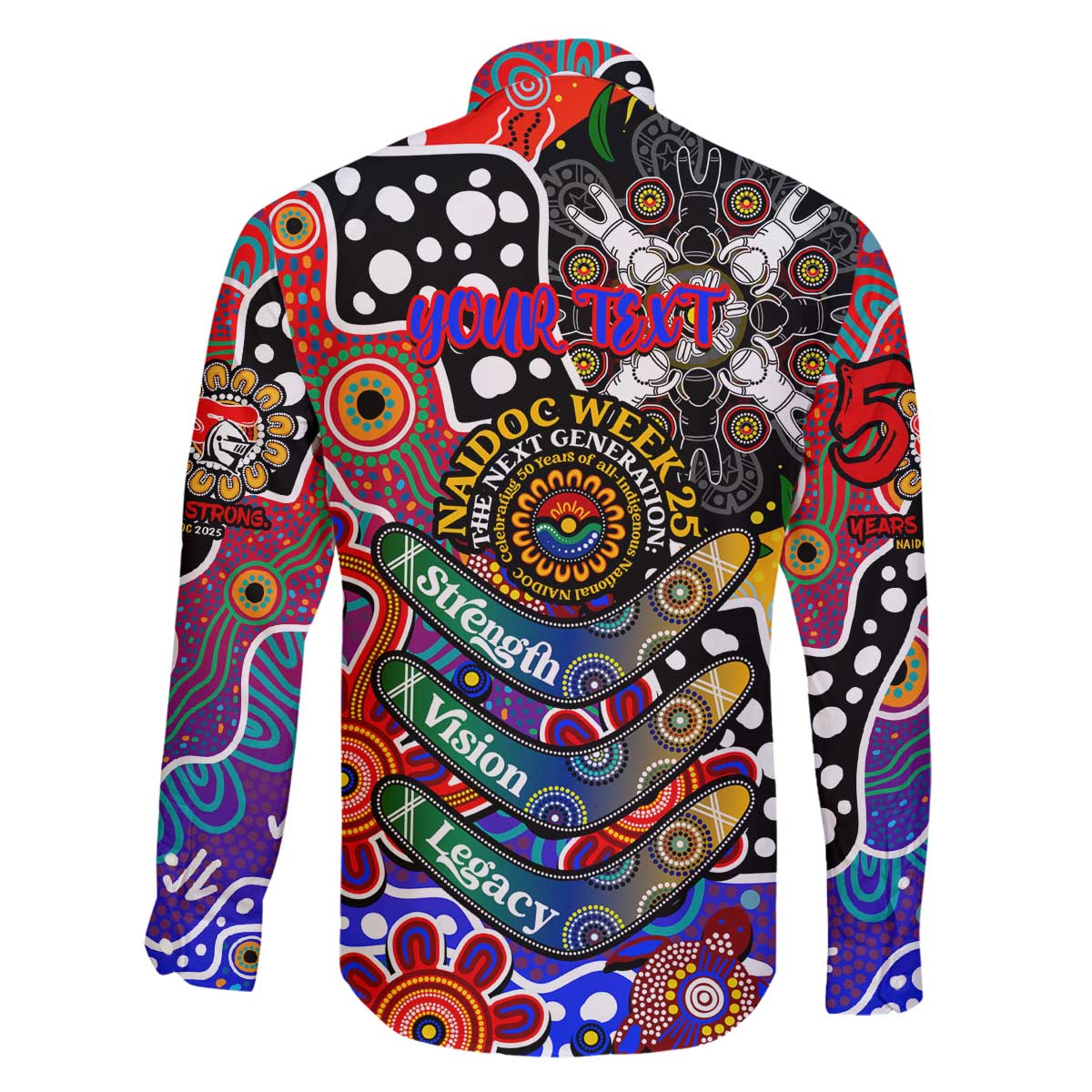 Personalised Knights NRL Celebrating 50 Years of Naidoc Family Matching Off The Shoulder Long Sleeve Dress and Hawaiian Shirt NAIDOC Week 2025 Aboriginal