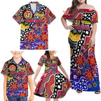 Personalised Knights NRL Celebrating 50 Years of Naidoc Family Matching Off Shoulder Maxi Dress and Hawaiian Shirt NAIDOC Week 2025 Aboriginal