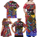 Personalised Knights NRL Celebrating 50 Years of Naidoc Family Matching Off Shoulder Maxi Dress and Hawaiian Shirt NAIDOC Week 2025 Aboriginal