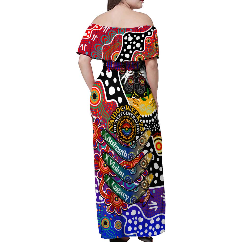 Personalised Knights NRL Celebrating 50 Years of Naidoc Family Matching Off Shoulder Maxi Dress and Hawaiian Shirt NAIDOC Week 2025 Aboriginal