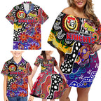 Personalised Knights NRL Celebrating 50 Years of Naidoc Family Matching Off Shoulder Short Dress and Hawaiian Shirt NAIDOC Week 2025 Aboriginal