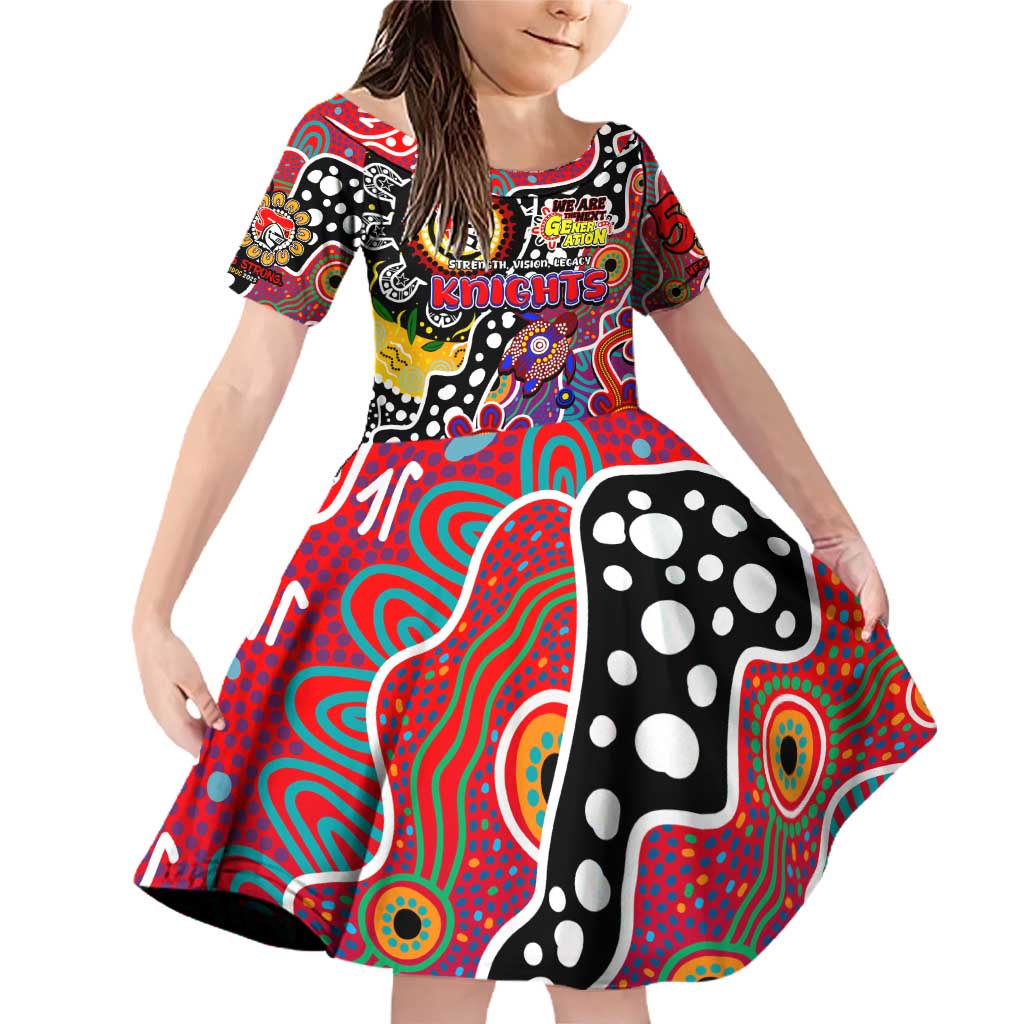 Personalised Knights NRL Celebrating 50 Years of Naidoc Family Matching Off Shoulder Short Dress and Hawaiian Shirt NAIDOC Week 2025 Aboriginal