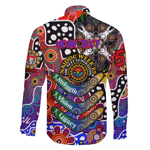 Personalised Knights NRL Celebrating 50 Years of Naidoc Family Matching Off Shoulder Short Dress and Hawaiian Shirt NAIDOC Week 2025 Aboriginal