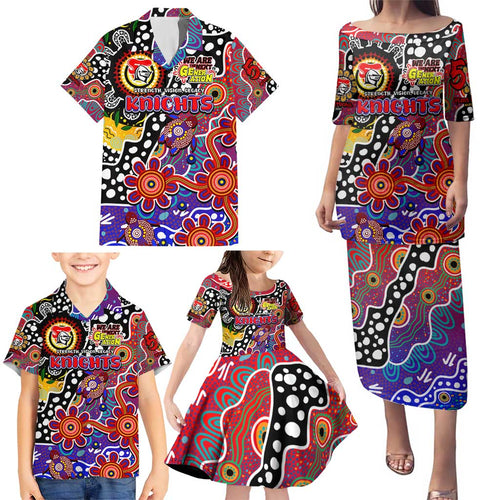 Personalised Knights NRL Celebrating 50 Years of Naidoc Family Matching Puletasi and Hawaiian Shirt NAIDOC Week 2025 Aboriginal