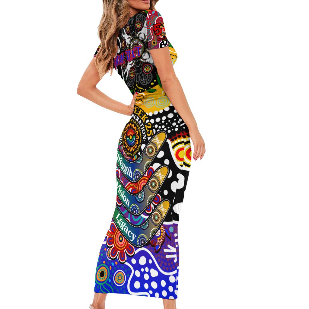 Personalised Knights NRL Celebrating 50 Years of Naidoc Family Matching Short Sleeve Bodycon Dress and Hawaiian Shirt NAIDOC Week 2025 Aboriginal