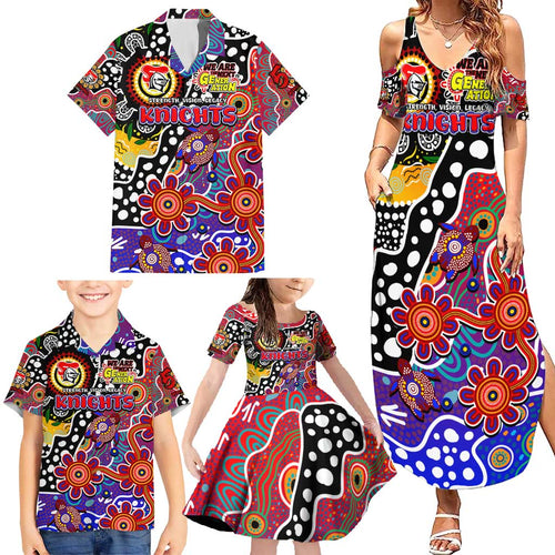 Personalised Knights NRL Celebrating 50 Years of Naidoc Family Matching Summer Maxi Dress and Hawaiian Shirt NAIDOC Week 2025 Aboriginal