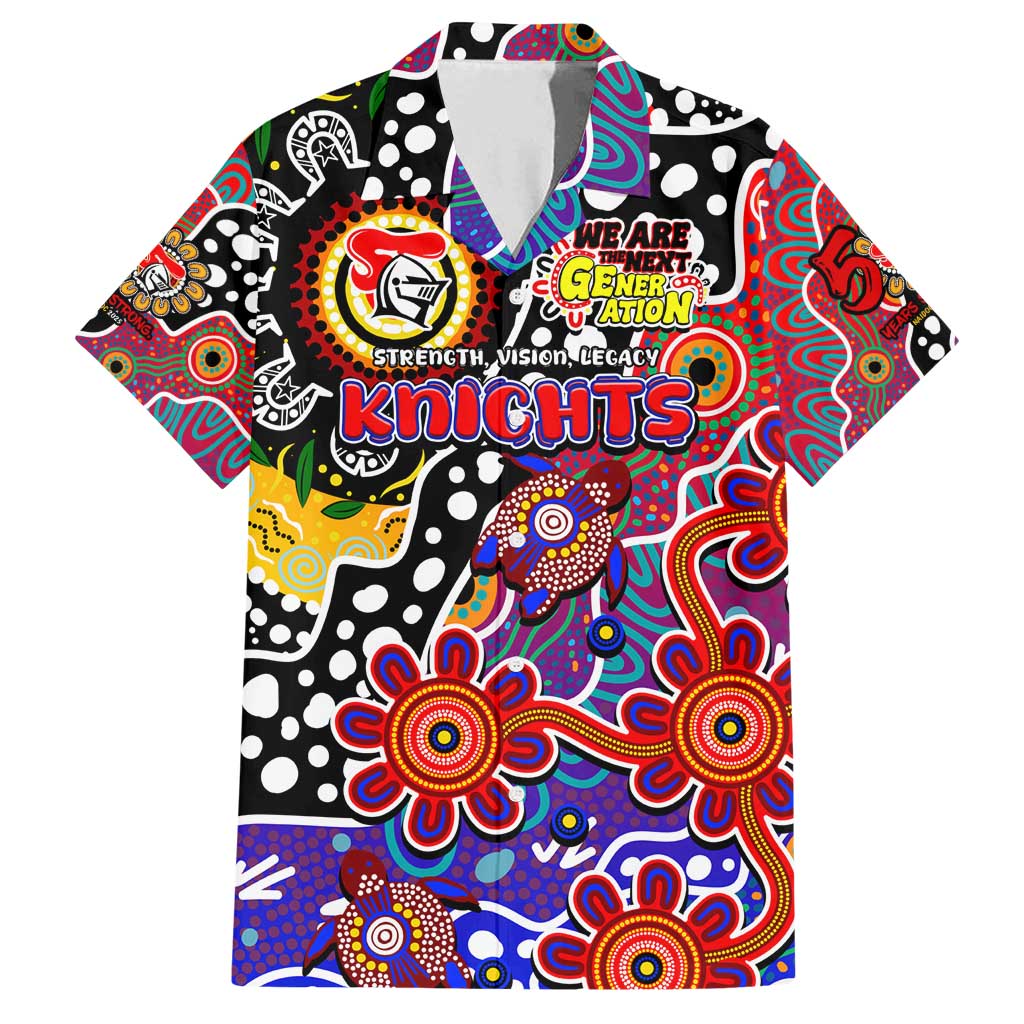 Personalised Knights NRL Celebrating 50 Years of Naidoc Family Matching Summer Maxi Dress and Hawaiian Shirt NAIDOC Week 2025 Aboriginal
