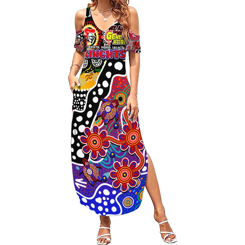 Personalised Knights NRL Celebrating 50 Years of Naidoc Family Matching Summer Maxi Dress and Hawaiian Shirt NAIDOC Week 2025 Aboriginal