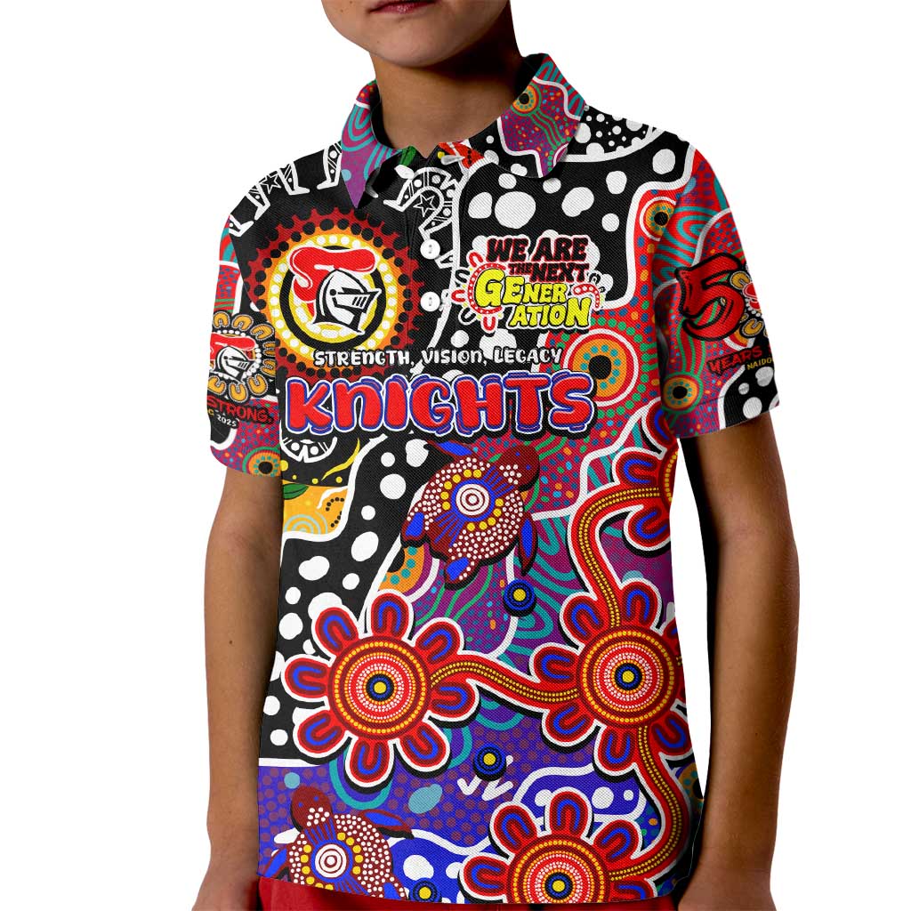 Personalised Knights NRL Celebrating 50 Years of Naidoc Kid Polo Shirt NAIDOC Week 2025 Aboriginal