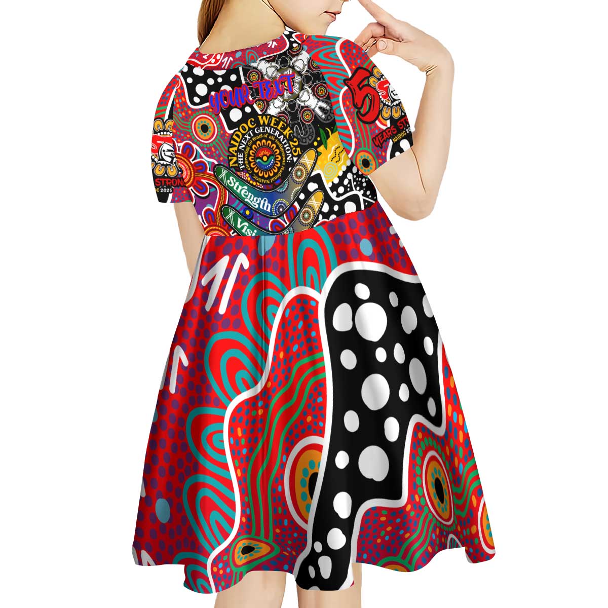 Personalised Knights NRL Celebrating 50 Years of Naidoc Kid Short Sleeve Dress NAIDOC Week 2025 Aboriginal