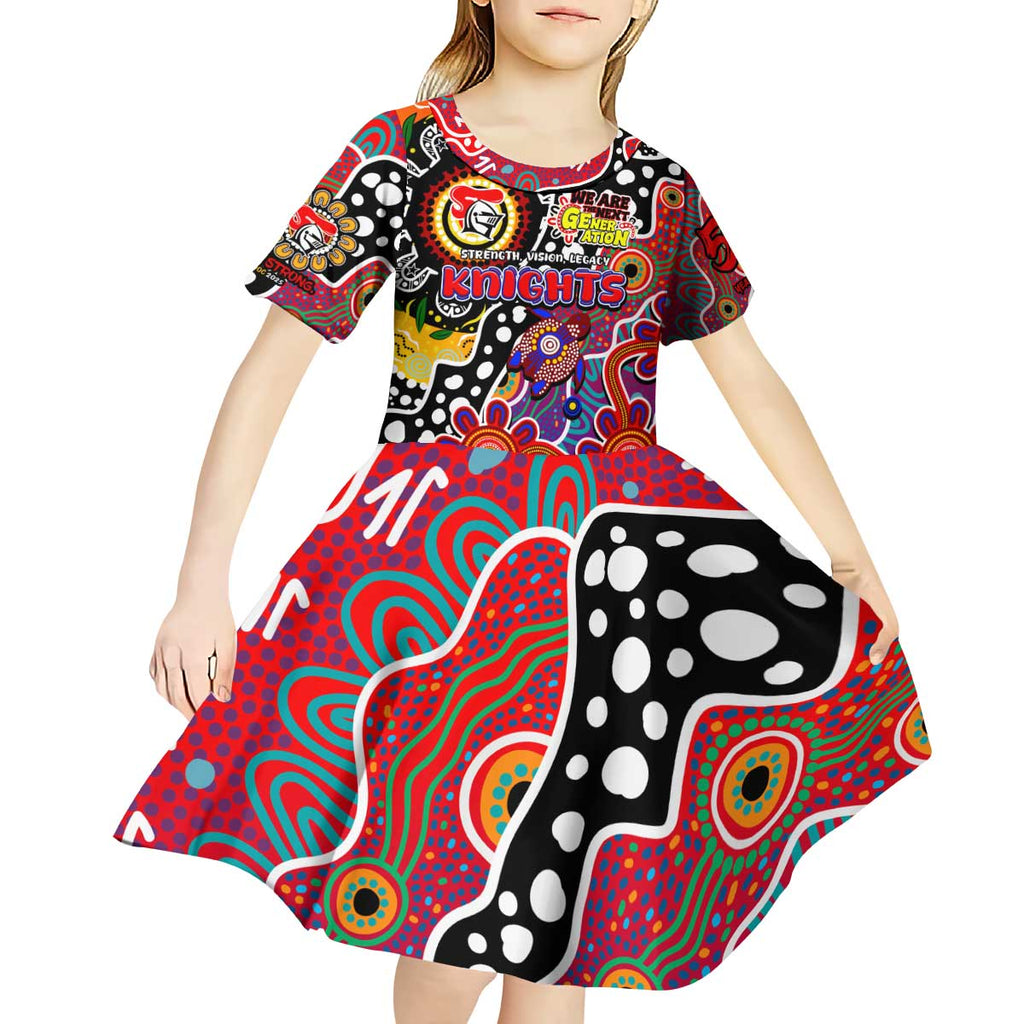 Personalised Knights NRL Celebrating 50 Years of Naidoc Kid Short Sleeve Dress NAIDOC Week 2025 Aboriginal