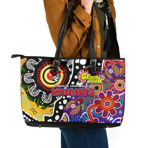 Knights NRL Celebrating 50 Years of Naidoc Leather Tote Bag NAIDOC Week 2025 Aboriginal