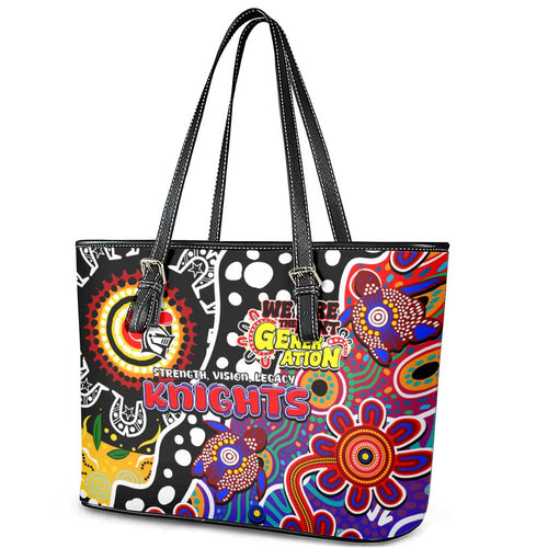 Knights NRL Celebrating 50 Years of Naidoc Leather Tote Bag NAIDOC Week 2025 Aboriginal