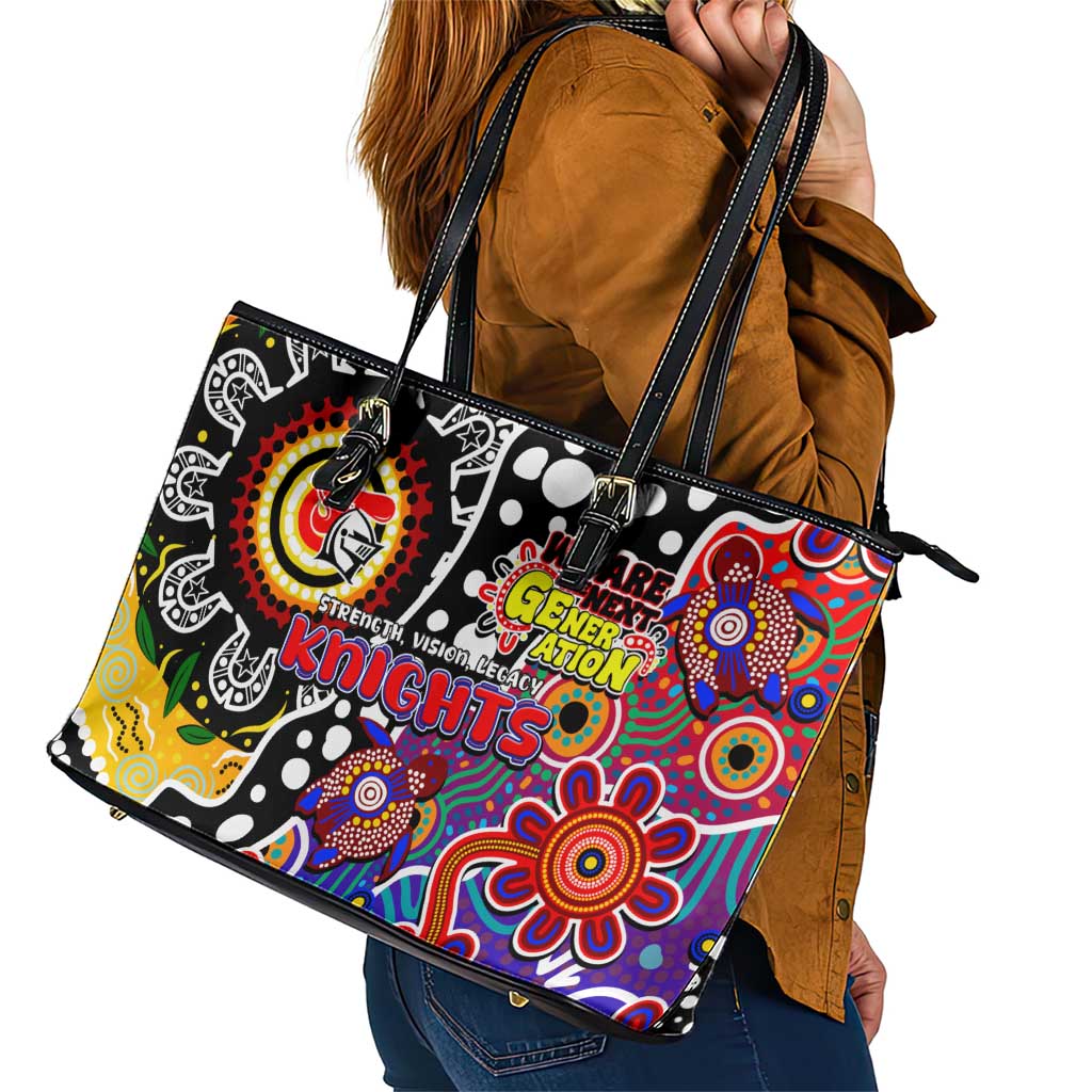Knights NRL Celebrating 50 Years of Naidoc Leather Tote Bag NAIDOC Week 2025 Aboriginal