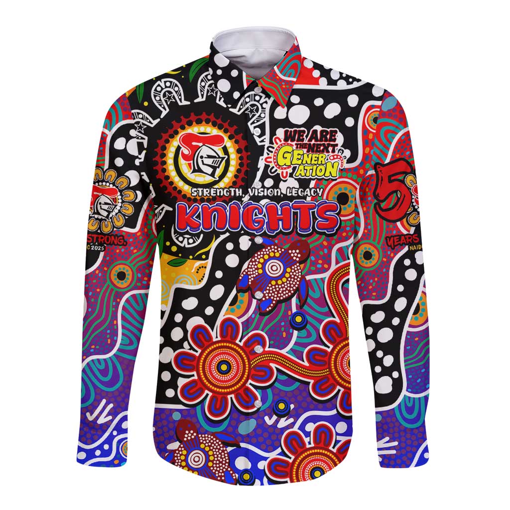 Personalised Knights NRL Celebrating 50 Years of Naidoc Long Sleeve Button Shirt NAIDOC Week 2025 Aboriginal