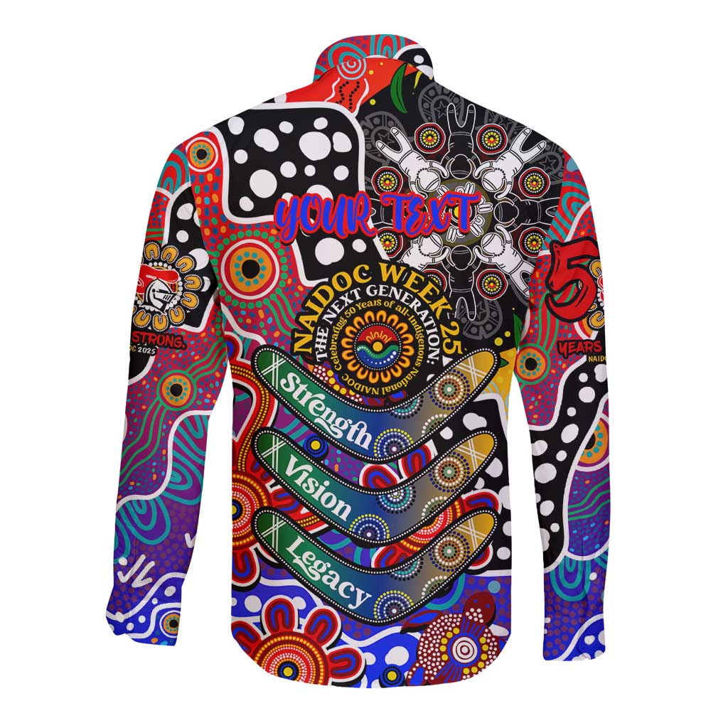 Personalised Knights NRL Celebrating 50 Years of Naidoc Long Sleeve Button Shirt NAIDOC Week 2025 Aboriginal