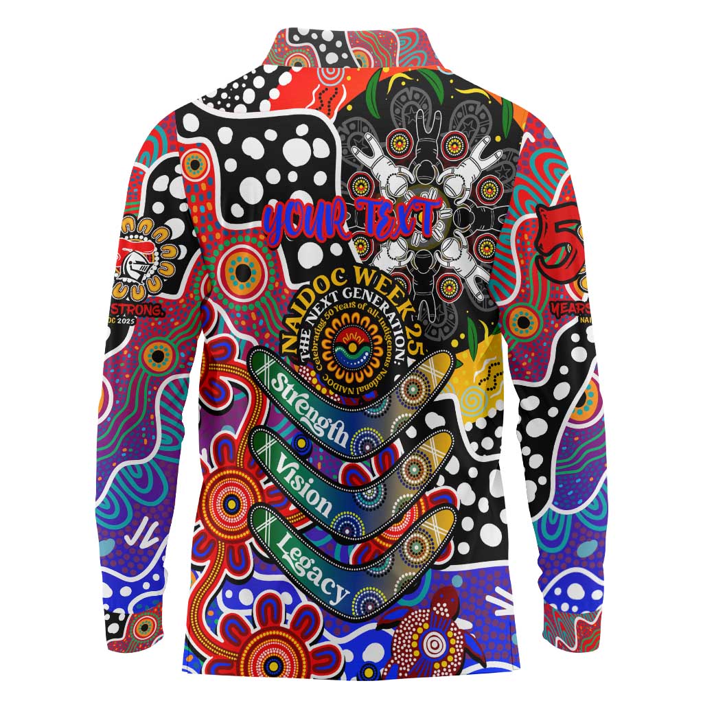 Personalised Knights NRL Celebrating 50 Years of Naidoc Long Sleeve Polo Shirt NAIDOC Week 2025 Aboriginal