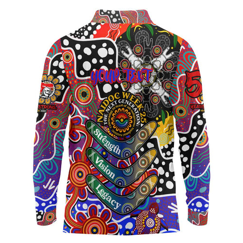 Personalised Knights NRL Celebrating 50 Years of Naidoc Long Sleeve Polo Shirt NAIDOC Week 2025 Aboriginal
