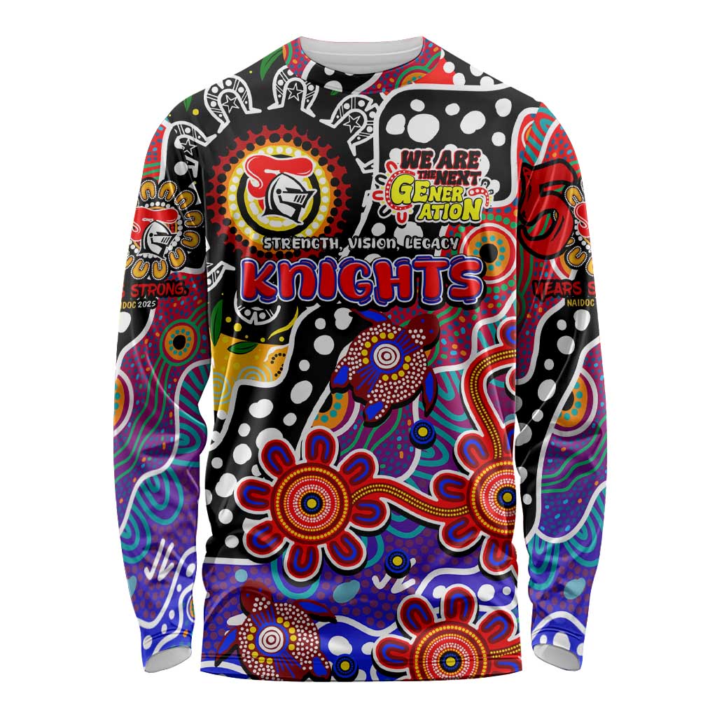 Personalised Knights NRL Celebrating 50 Years of Naidoc Long Sleeve Shirt NAIDOC Week 2025 Aboriginal