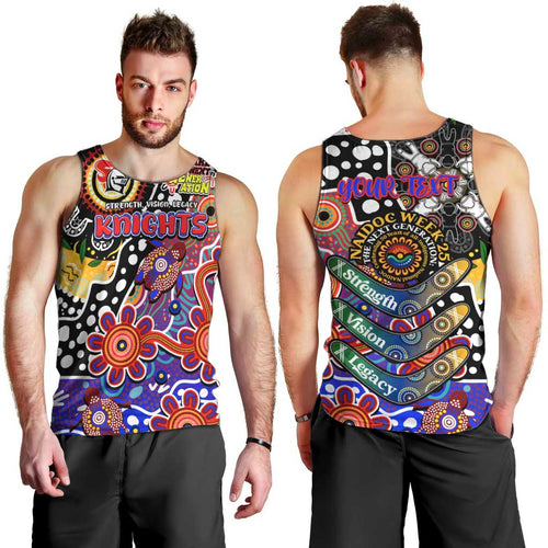 Personalised Knights NRL Celebrating 50 Years of Naidoc Men Tank Top NAIDOC Week 2025 Aboriginal