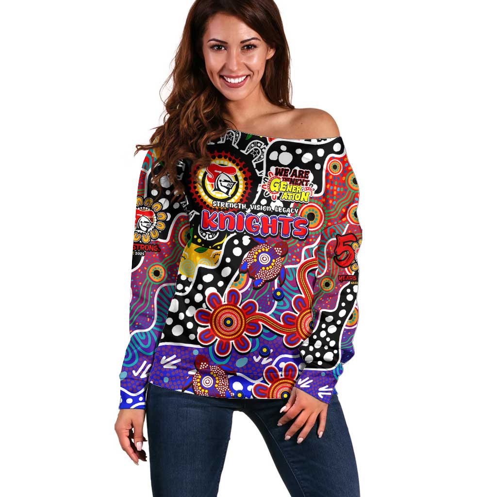 Personalised Knights NRL Celebrating 50 Years of Naidoc Off Shoulder Sweater NAIDOC Week 2025 Aboriginal