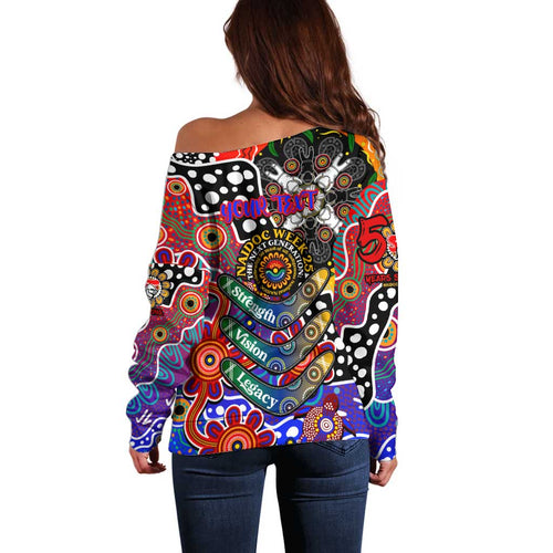 Personalised Knights NRL Celebrating 50 Years of Naidoc Off Shoulder Sweater NAIDOC Week 2025 Aboriginal