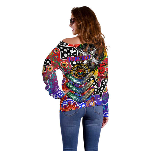 Personalised Knights NRL Celebrating 50 Years of Naidoc Off Shoulder Sweater NAIDOC Week 2025 Aboriginal