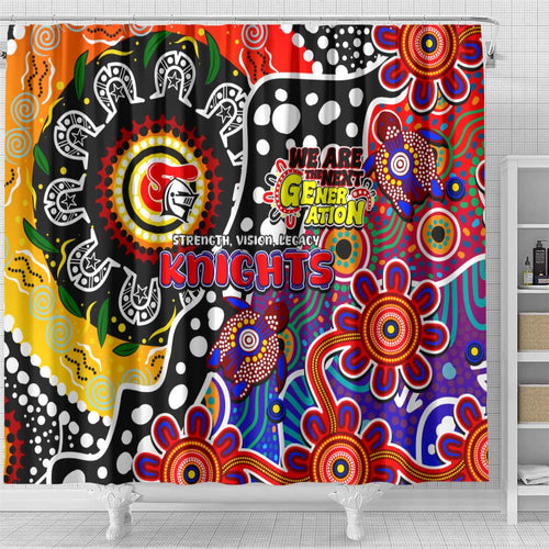 Knights NRL Celebrating 50 Years of Naidoc Shower Curtain NAIDOC Week 2025 Aboriginal