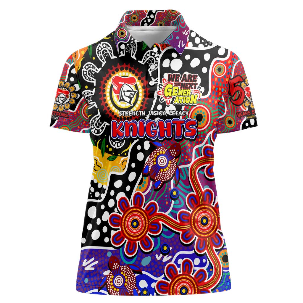 Personalised Knights NRL Celebrating 50 Years of Naidoc Women Polo Shirt NAIDOC Week 2025 Aboriginal