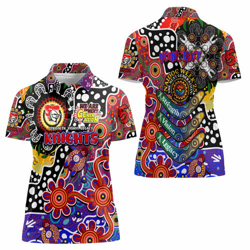 Personalised Knights NRL Celebrating 50 Years of Naidoc Women Polo Shirt NAIDOC Week 2025 Aboriginal