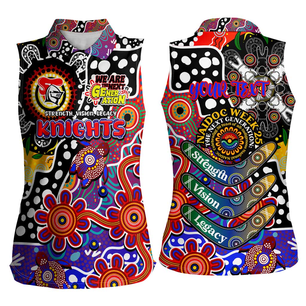 Personalised Knights NRL Celebrating 50 Years of Naidoc Women Sleeveless Polo Shirt NAIDOC Week 2025 Aboriginal
