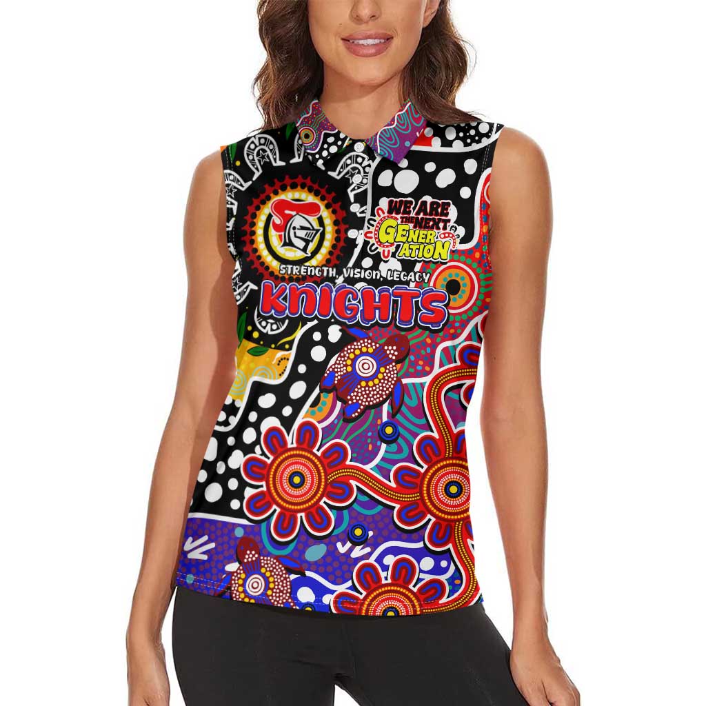 Personalised Knights NRL Celebrating 50 Years of Naidoc Women Sleeveless Polo Shirt NAIDOC Week 2025 Aboriginal
